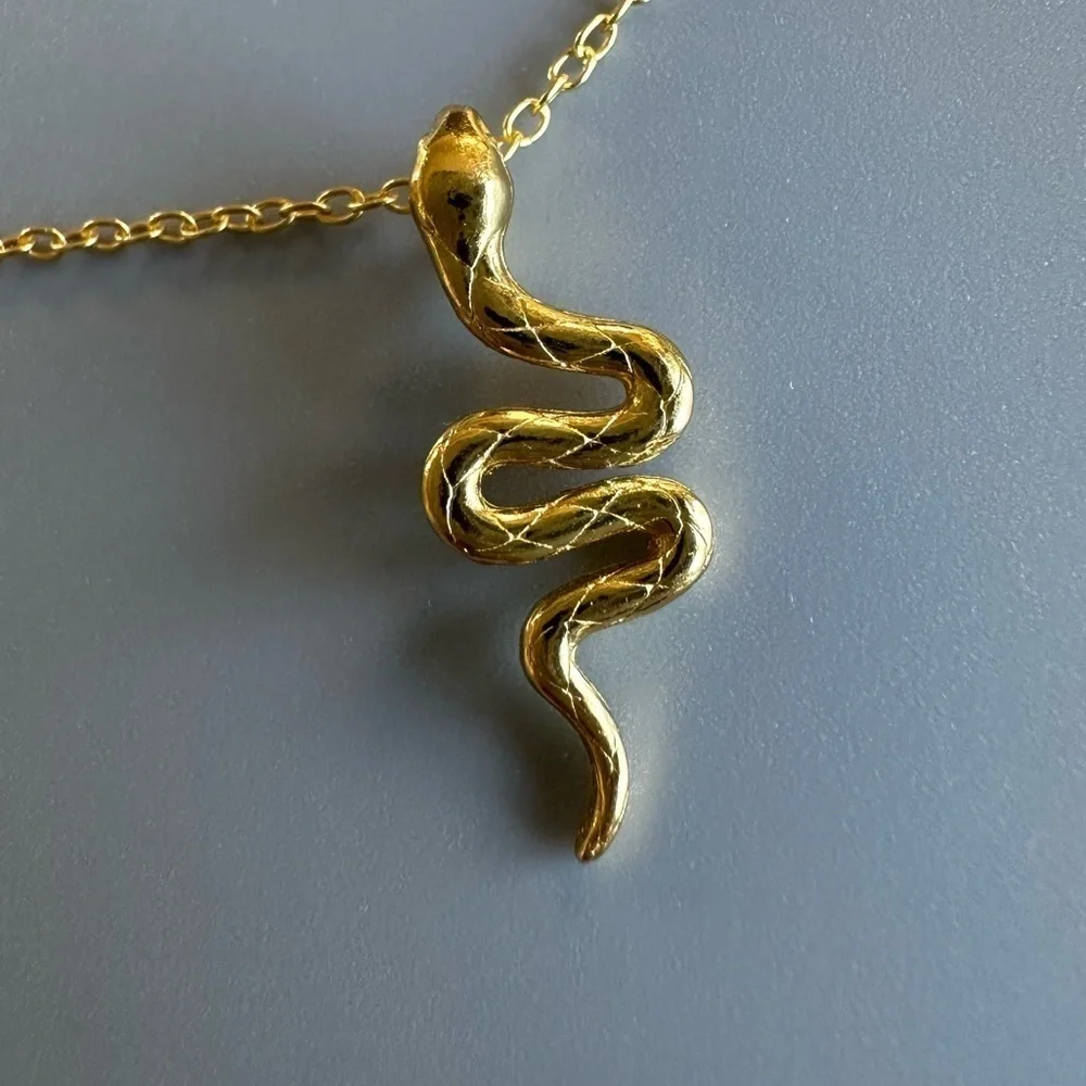 14K Gold Vermeil Snake Necklace - Picture 12 of 13